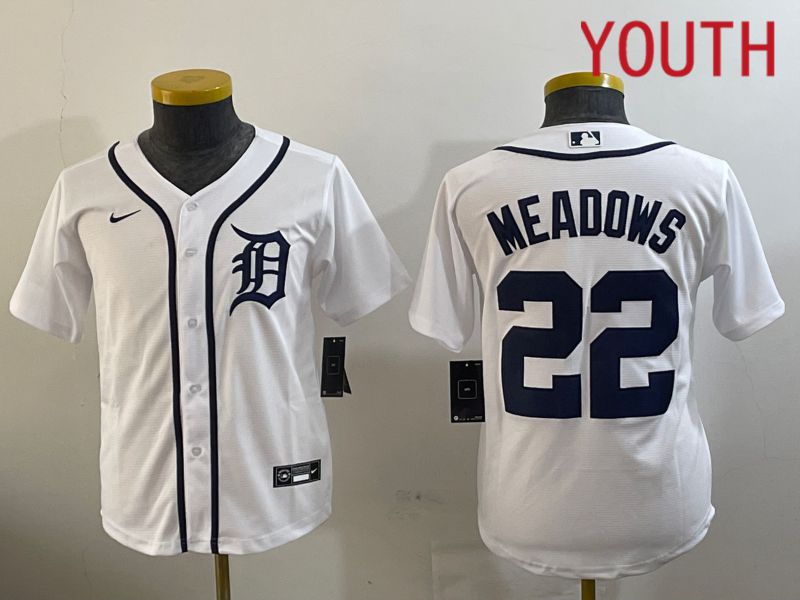 Youth Detroit Tigers #22 Meadows White Game 2024 Nike MLB Jersey style 1121->new york yankees->MLB Jersey